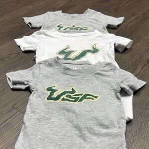 Baby’s Go Bulls! 6mo/12mo/18mo onesies! Two grey, one white. Go USF!
